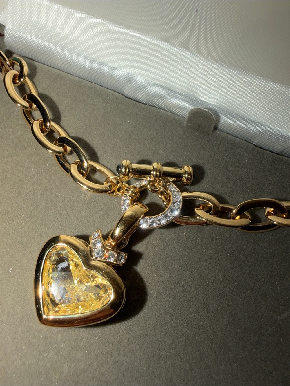 Nolan Miller Gold Heart Locket Necklace with Clear Crystal Accents - Picture 3 of 4